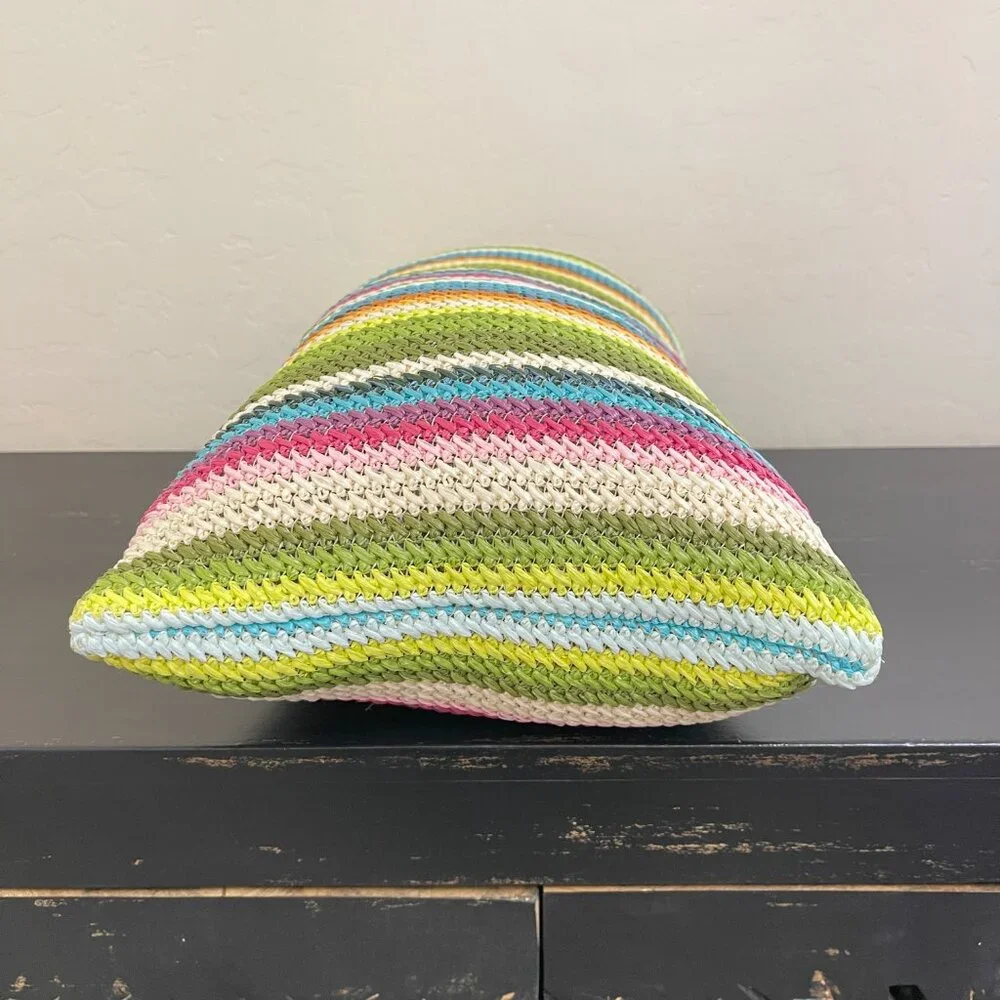 Sunglow Style Striped Woven Pillow Rectangle NWT New Colorful